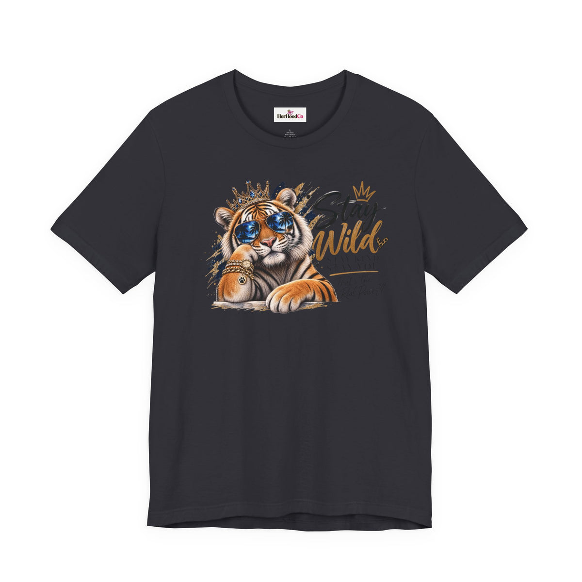 Tiger 'Stay Wild' Graphic Tee — Cute Crowned Tiger Illustration