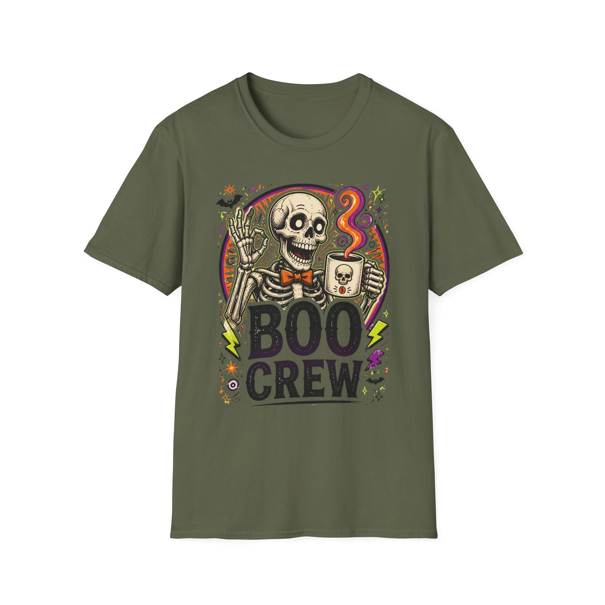 Boo Crew Skeleton T-Shirt — Halloween Skull Coffee Tee