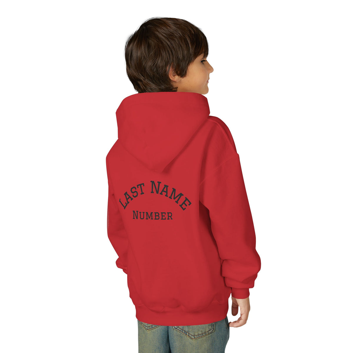 Youth Hoodie - "Game Day Heat" Football Personalized Back Name & Number