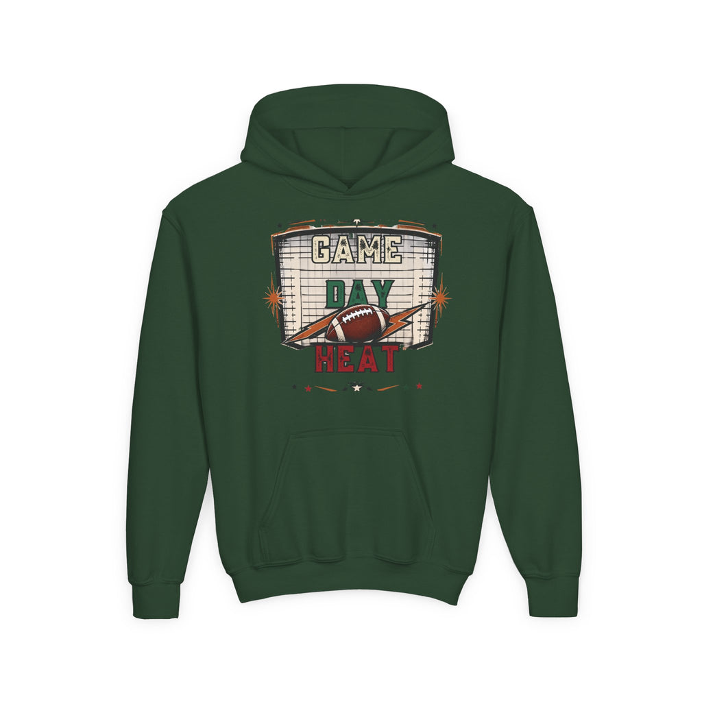Youth Hoodie - "Game Day Heat" Football Personalized Back Name & Number
