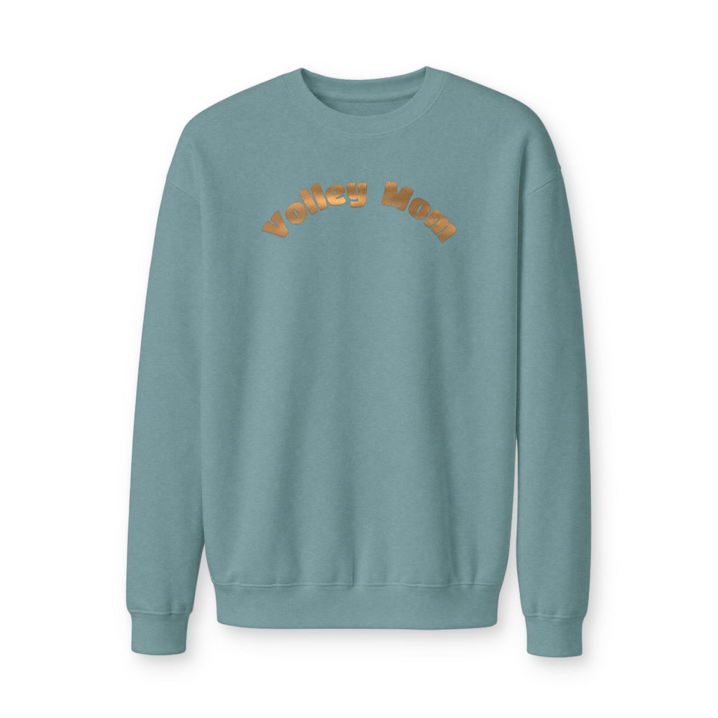 Volleyball Mom Crewneck Sweatshirt — "Volley Mom" Arch Graphic with Back Name Personalization