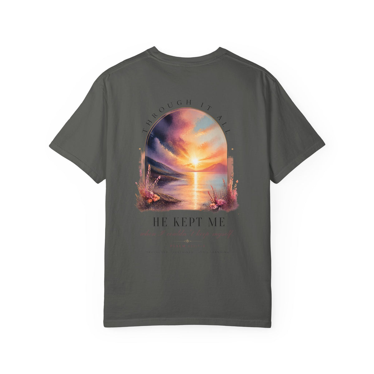 Faith Sunrise T-Shirt — "He Kept Me" Inspirational Graphic Tee