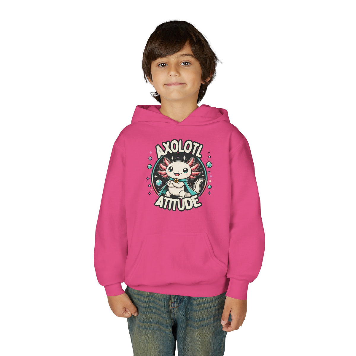 Axolotl Attitude Youth Hoodie — Cute Axolotl Kids Pullover
