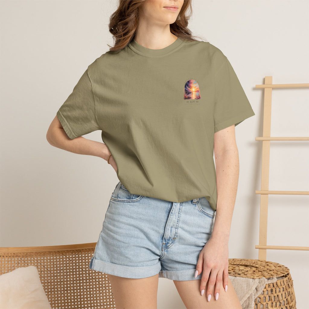 Faith Sunrise T-Shirt — "He Kept Me" Inspirational Graphic Tee