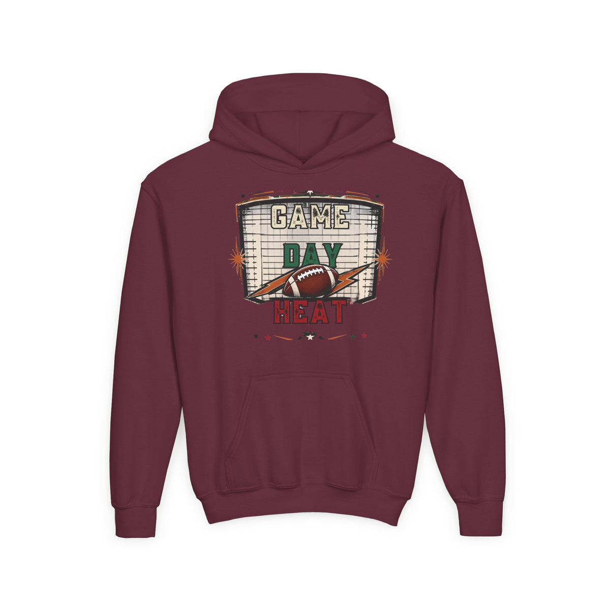 Youth Hoodie - "Game Day Heat" Football Personalized Back Name & Number