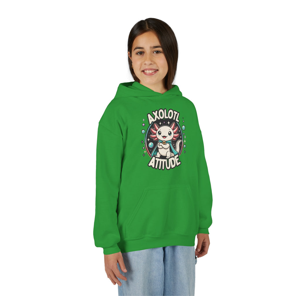 Axolotl Attitude Youth Hoodie — Cute Axolotl Kids Pullover