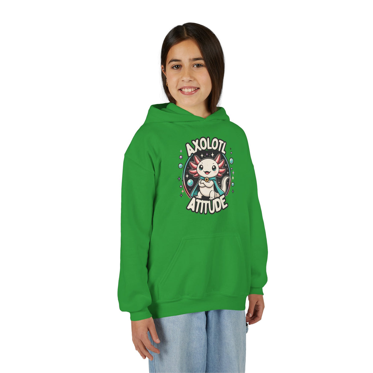 Axolotl Attitude Youth Hoodie — Cute Axolotl Kids Pullover