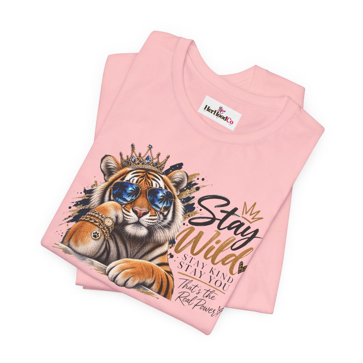 Tiger 'Stay Wild' Graphic Tee — Cute Crowned Tiger Illustration