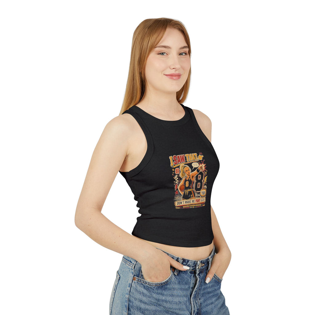 Retro Cheerleader 'I Saw That' Racer Crop Tank Top