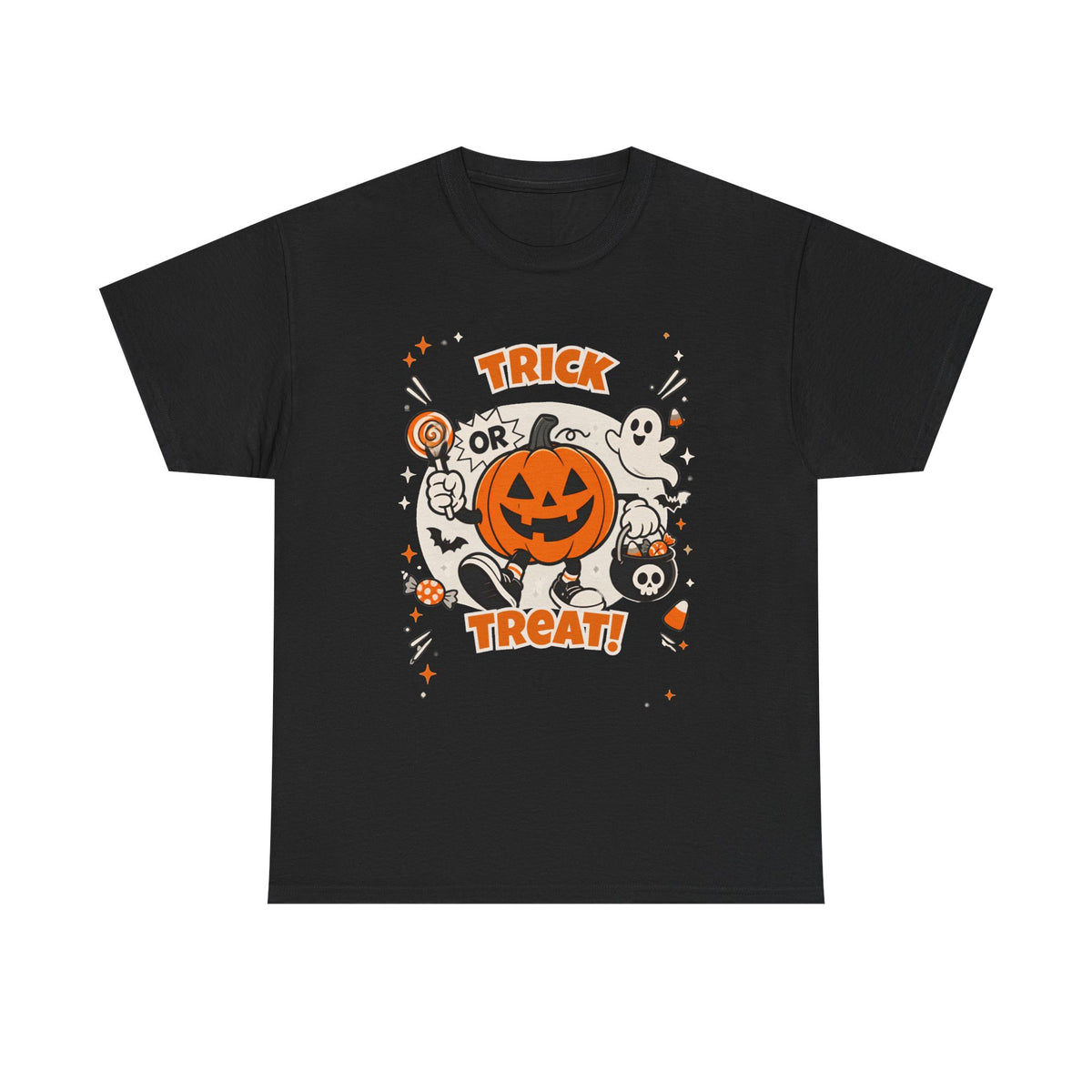 Halloween Trick or Treat T-Shirt — Cute Jack-o'-Lantern & Ghosts Tee