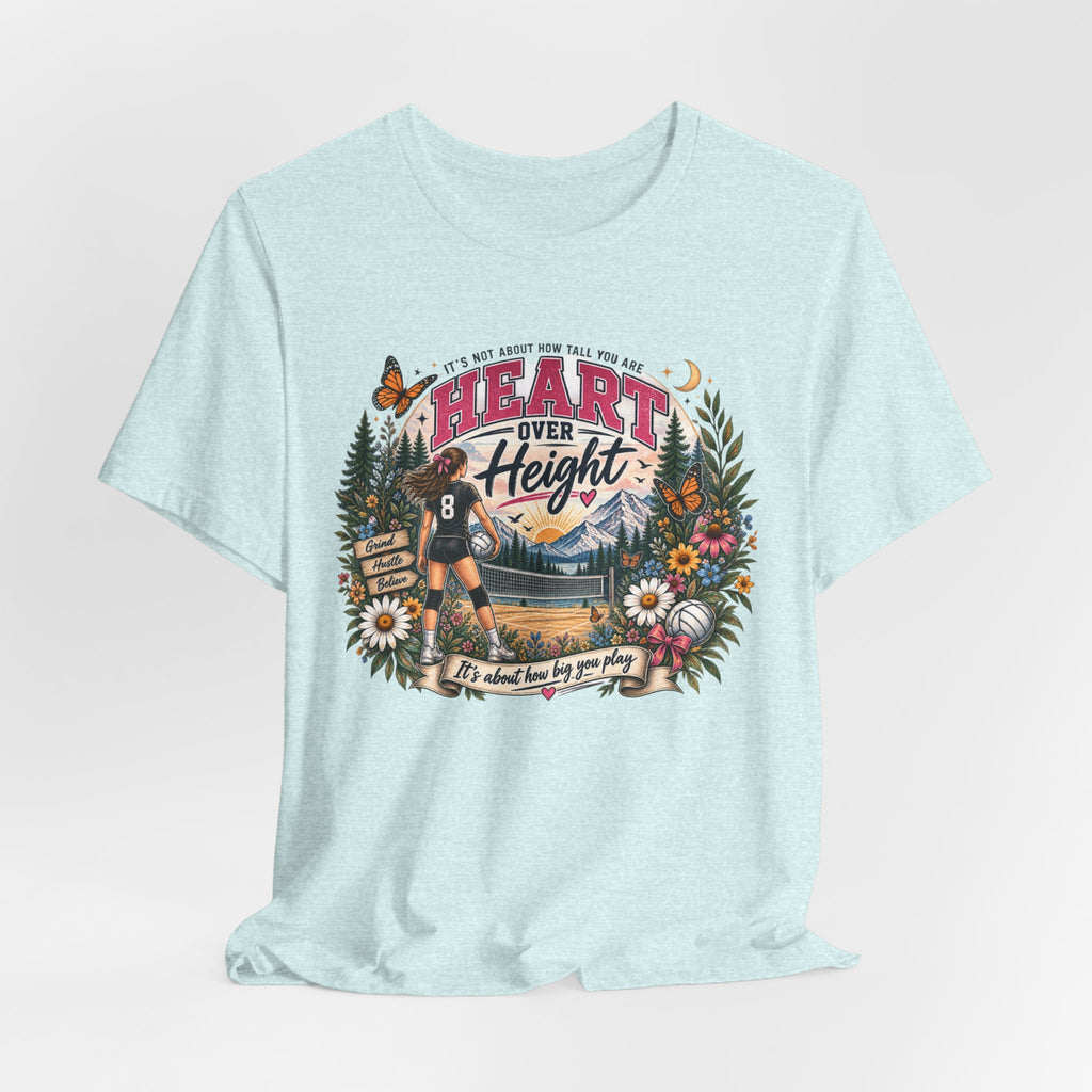 Heart Over Height Soccer T‑Shirt — Inspirational Women’s Soccer Tee