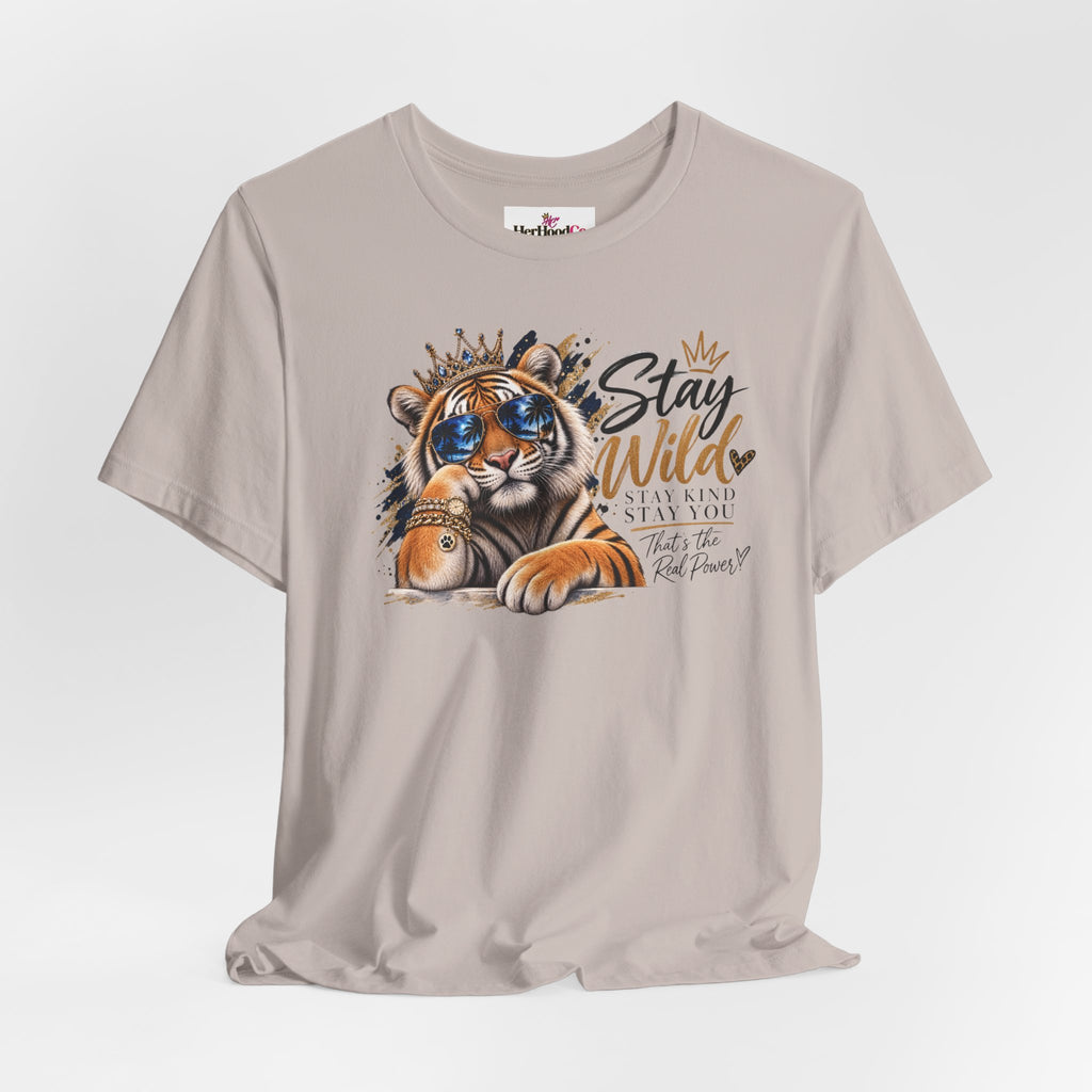 Tiger 'Stay Wild' Graphic Tee — Cute Crowned Tiger Illustration