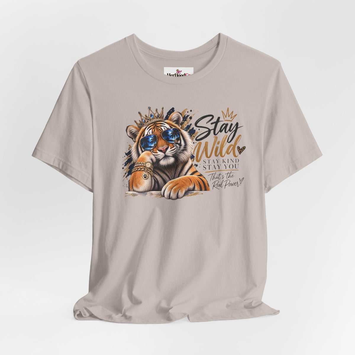 Tiger 'Stay Wild' Graphic Tee — Cute Crowned Tiger Illustration