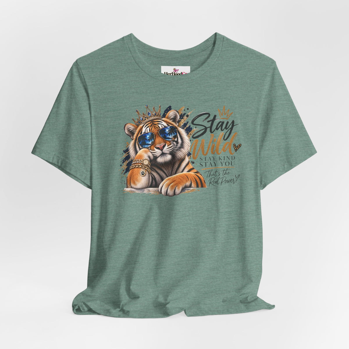 Tiger 'Stay Wild' Graphic Tee — Cute Crowned Tiger Illustration