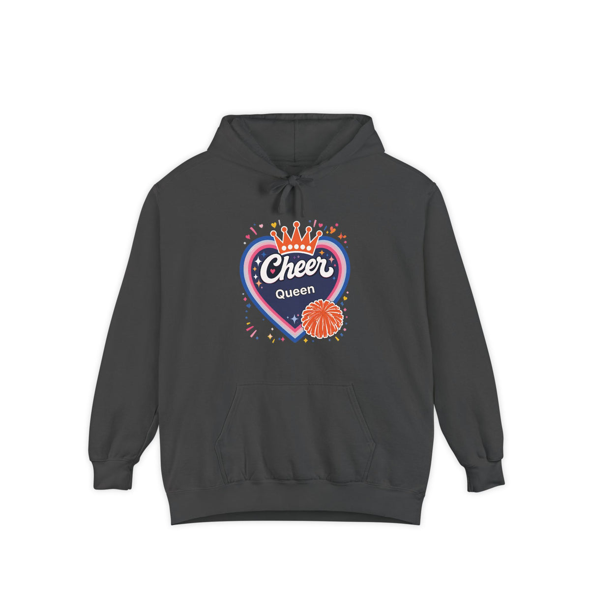 Cheer Captain Heart Hoodie — Pom Pom Crown Graphic Hoodie