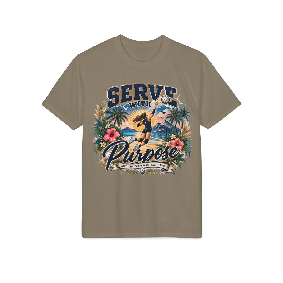 Serve With Purpose Volleyball T-Shirt — Inspirational Beach Vibes Athletic Tee