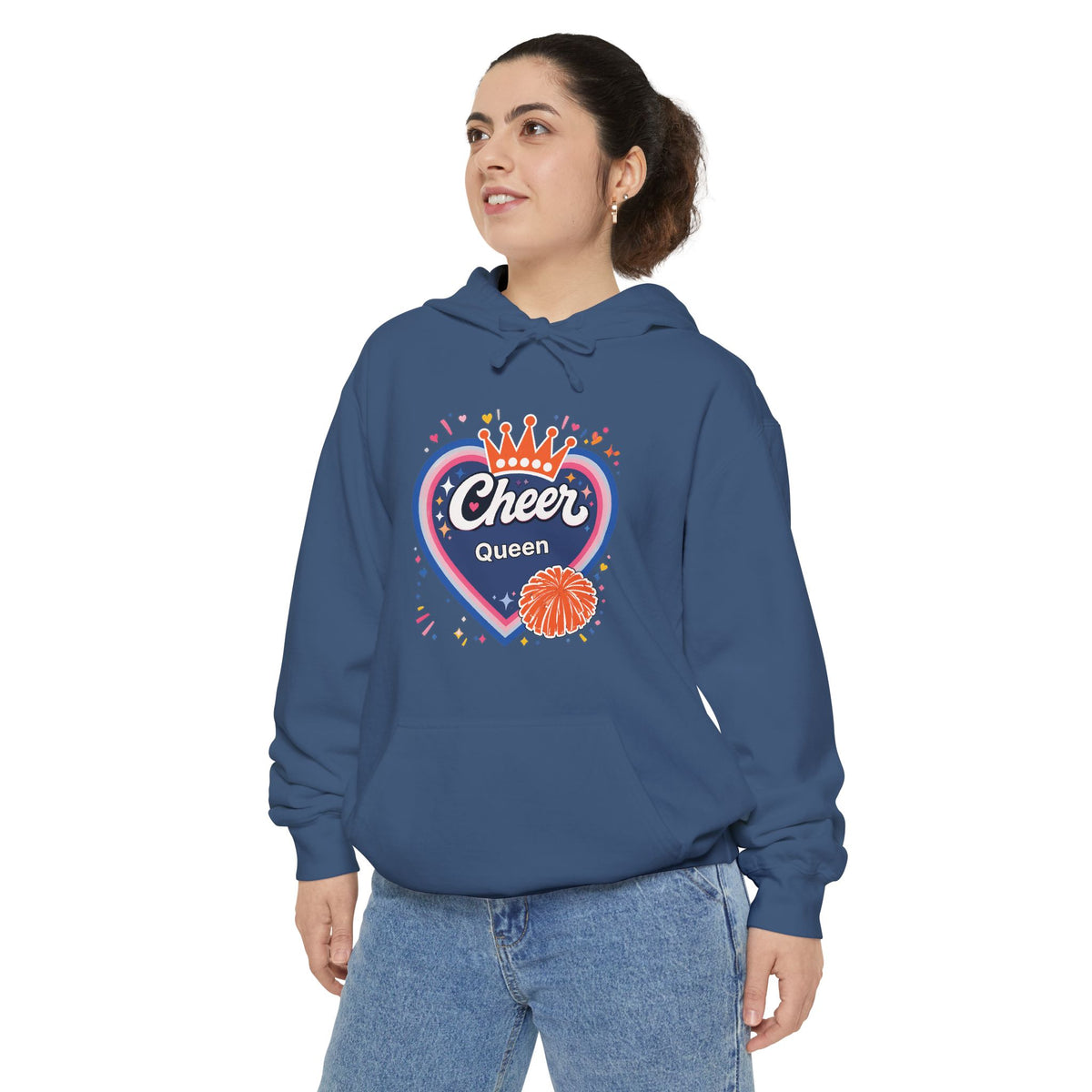 Cheer Captain Heart Hoodie — Pom Pom Crown Graphic Hoodie