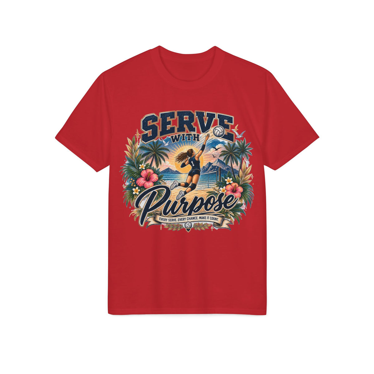 Serve With Purpose Volleyball T-Shirt — Inspirational Beach Vibes Athletic Tee