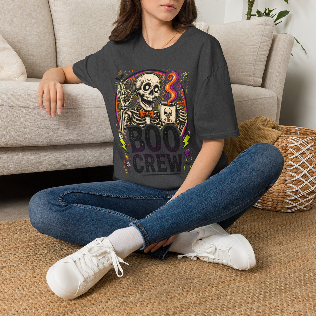 Boo Crew Skeleton T-Shirt — Halloween Skull Coffee Tee