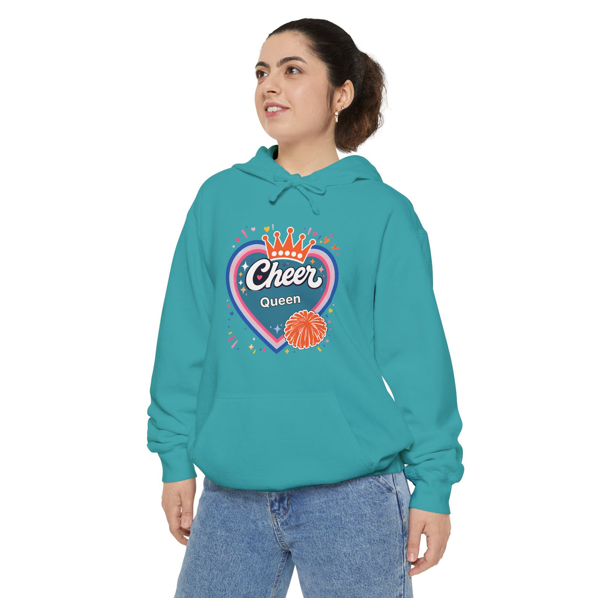 Cheer Captain Heart Hoodie — Pom Pom Crown Graphic Hoodie