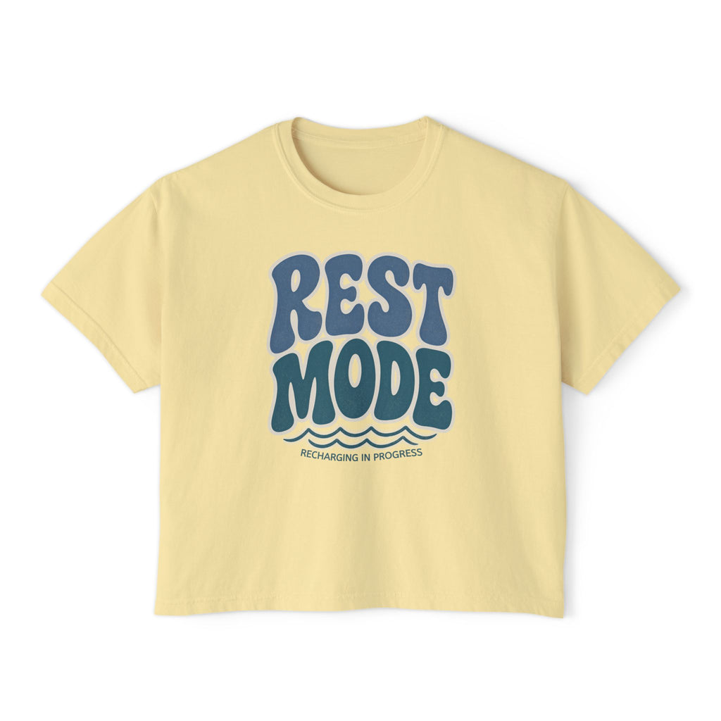 Rest Mode Women's Boxy Tee — Relaxed Graphic T-Shirt