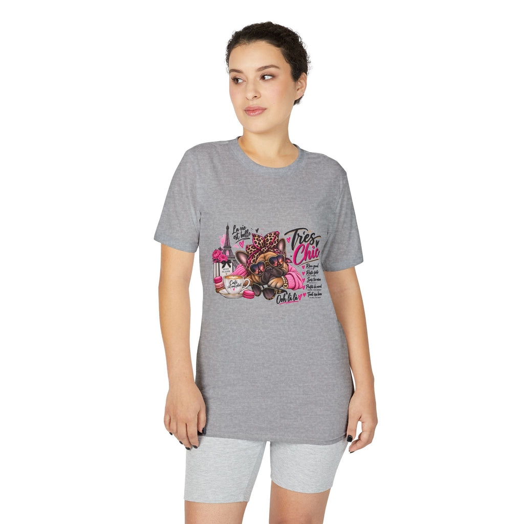 French Bulldog Glam Tee – "Tires Chic" Pink Leopard Spa Design