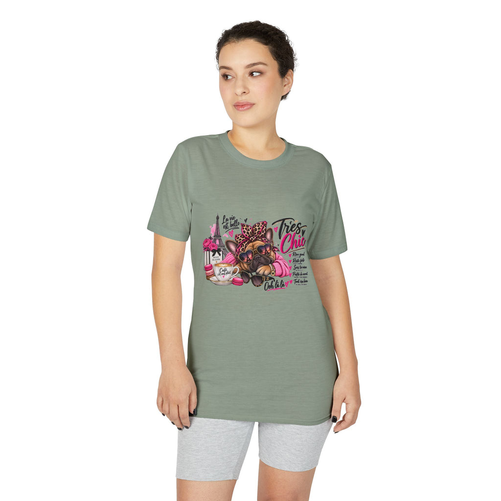 French Bulldog Glam Tee – "Tires Chic" Pink Leopard Spa Design