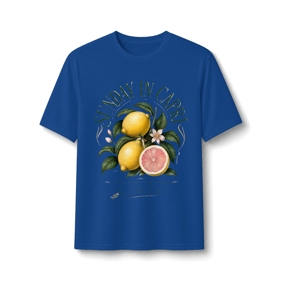 Sunday in Capri Lemon Graphic Tee — Citrus Travel Vibe Performance Shirt