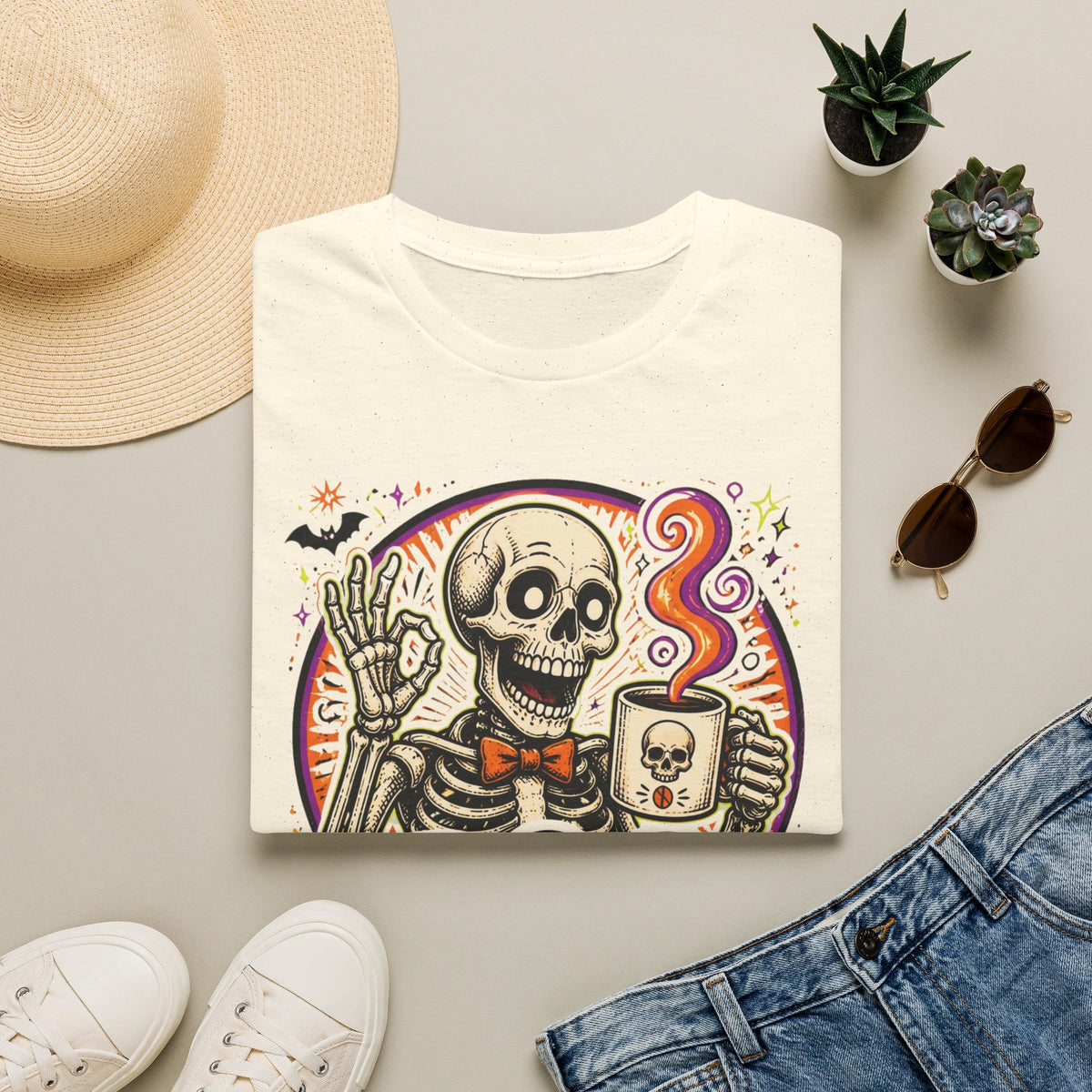 Boo Crew Skeleton T-Shirt — Halloween Skull Coffee Tee
