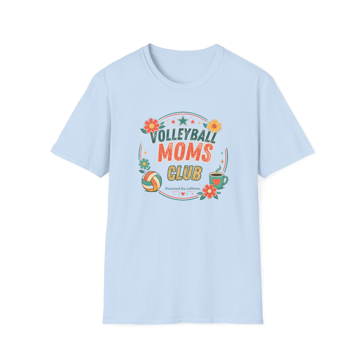 Volleyball Mom T-Shirt — Retro Sun & Net Graphic Tee