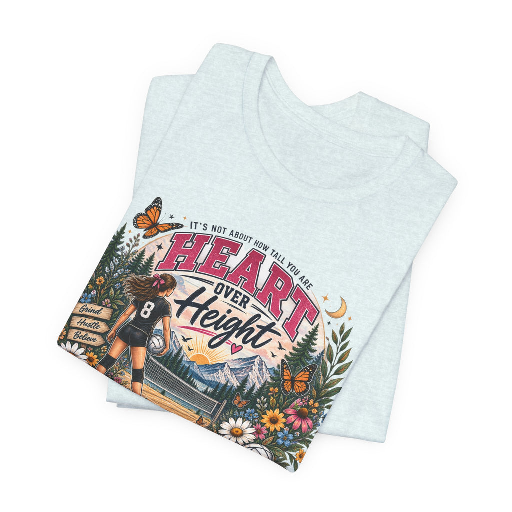 Heart Over Height Soccer T‑Shirt — Inspirational Women’s Soccer Tee