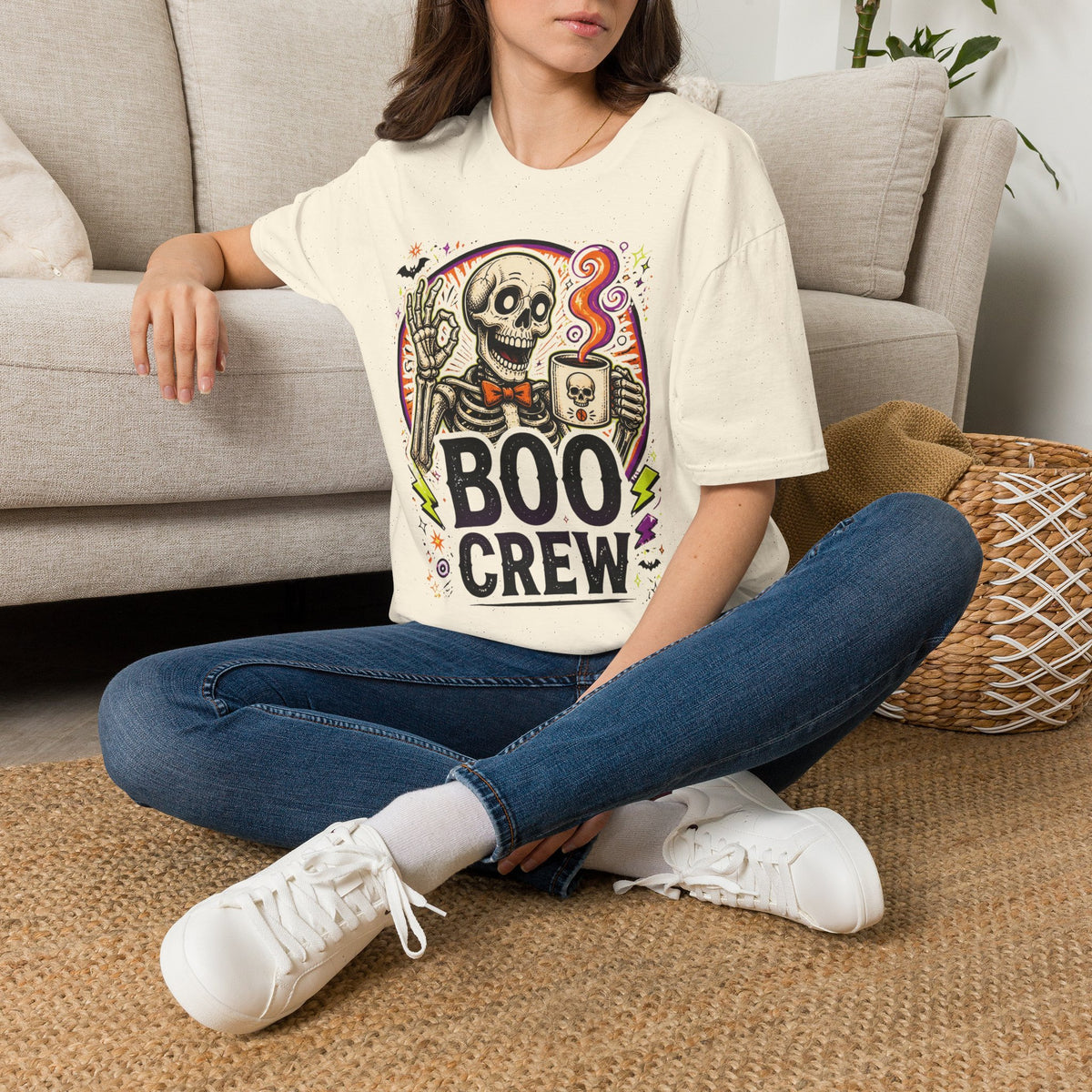 Boo Crew Skeleton T-Shirt — Halloween Skull Coffee Tee
