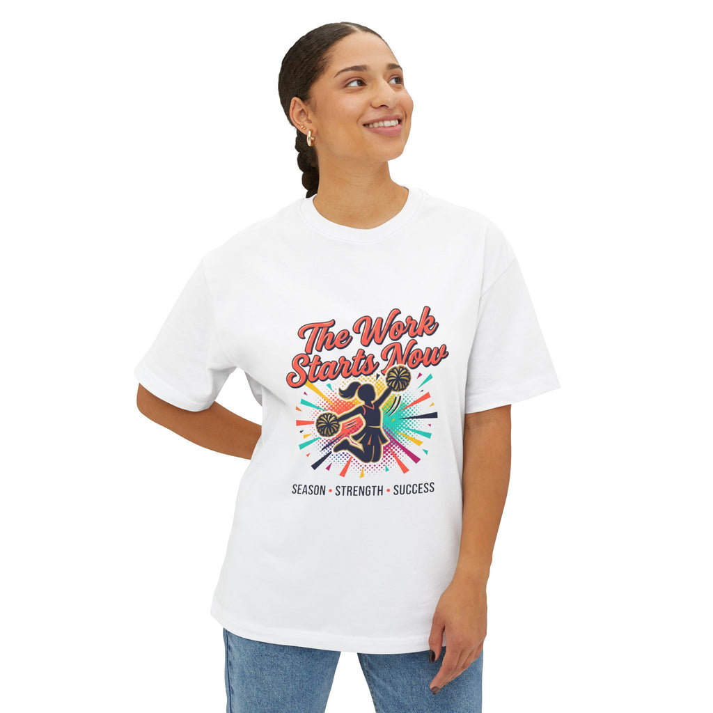 The Work Starts Now Oversized Cheer Season Tee
