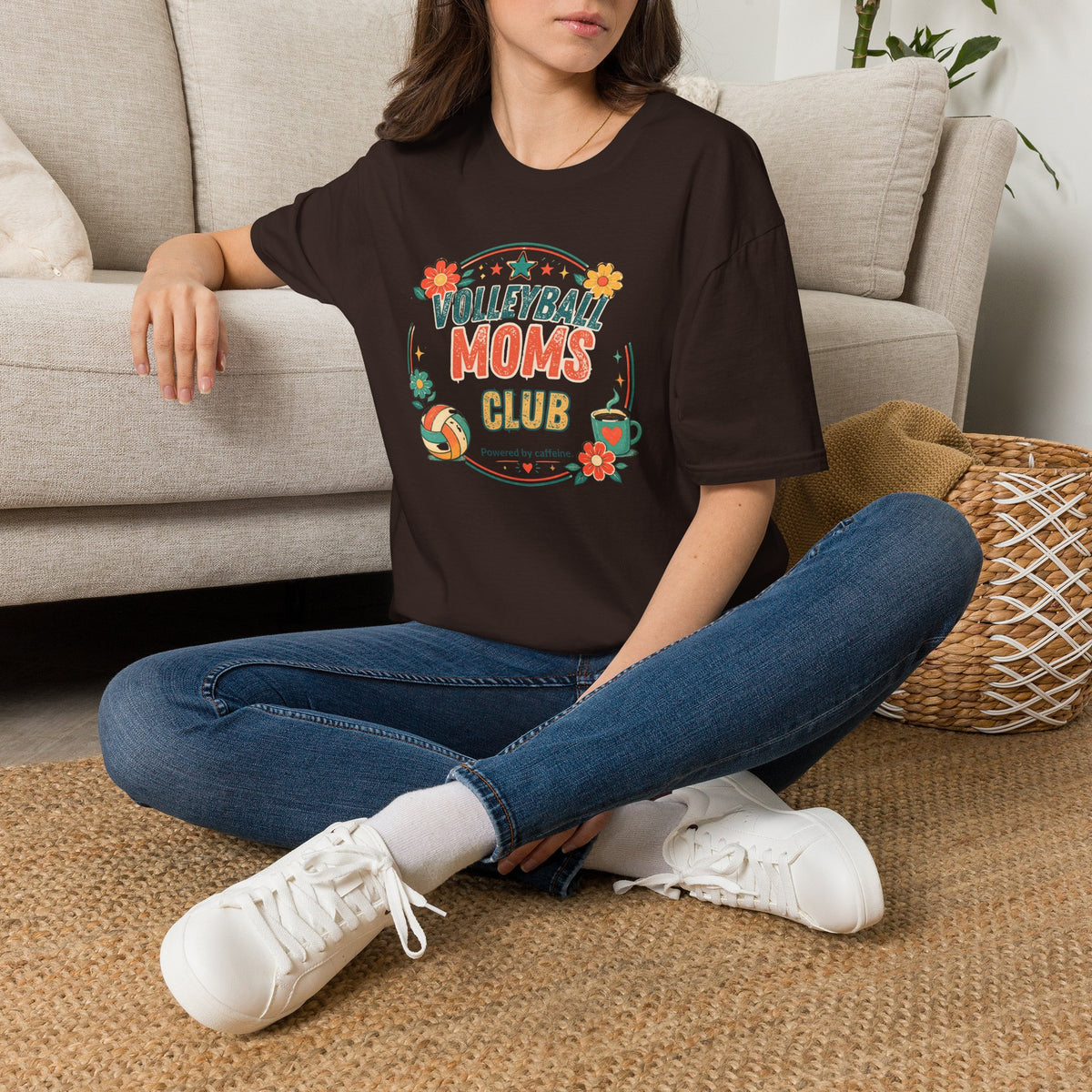 Volleyball Mom T-Shirt — Retro Sun & Net Graphic Tee