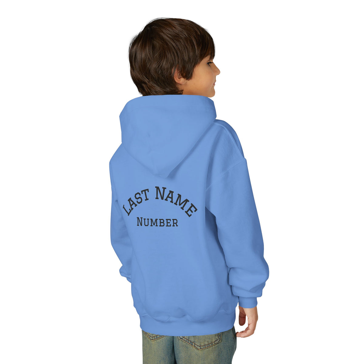 Youth Hoodie - "Game Day Heat" Football Personalized Back Name & Number