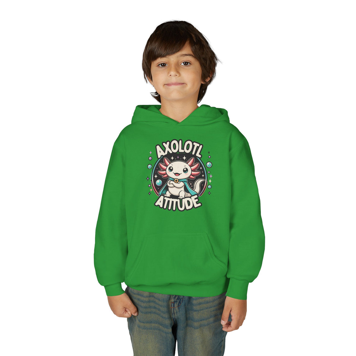 Axolotl Attitude Youth Hoodie — Cute Axolotl Kids Pullover