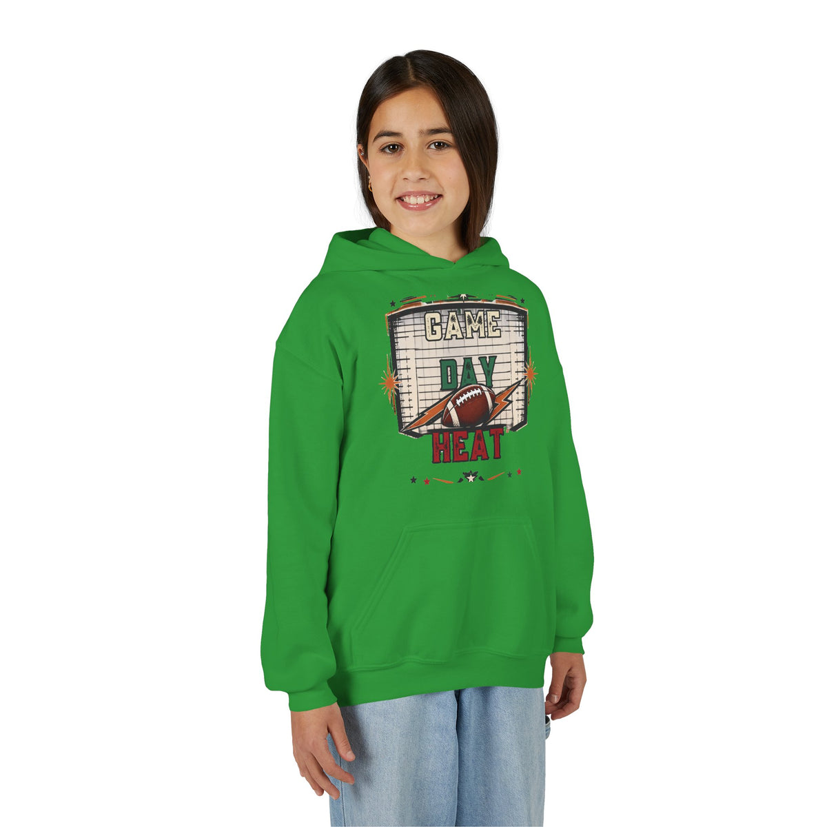Youth Hoodie - "Game Day Heat" Football Personalized Back Name & Number