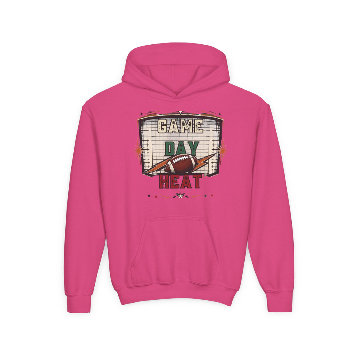 Youth Hoodie - "Game Day Heat" Football Personalized Back Name & Number
