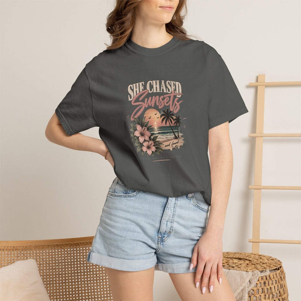 Sunset Beach T-Shirt — Vintage Tropical 'Sunset' Graphic
