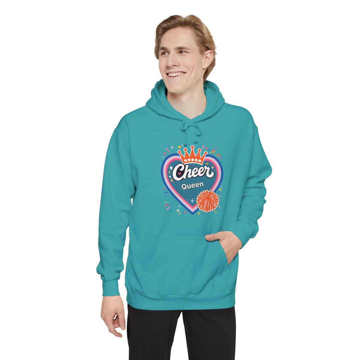 Cheer Captain Heart Hoodie — Pom Pom Crown Graphic Hoodie