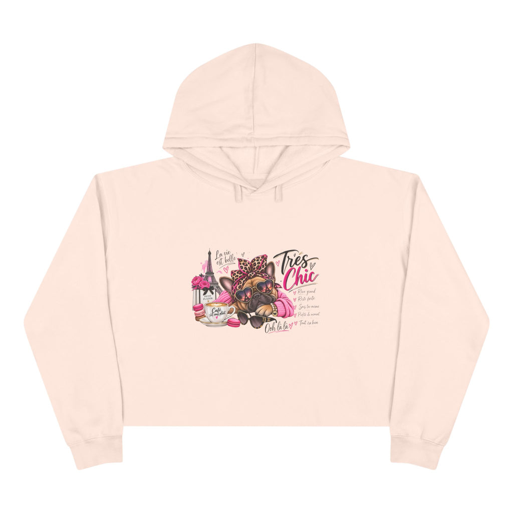 Chic Pug Crop Hoodie — "Très Chic" Fashion Dog Graphic