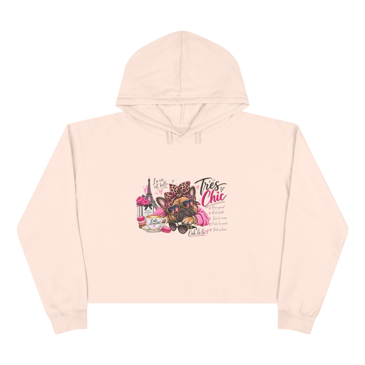 Chic Pug Crop Hoodie — "Très Chic" Fashion Dog Graphic