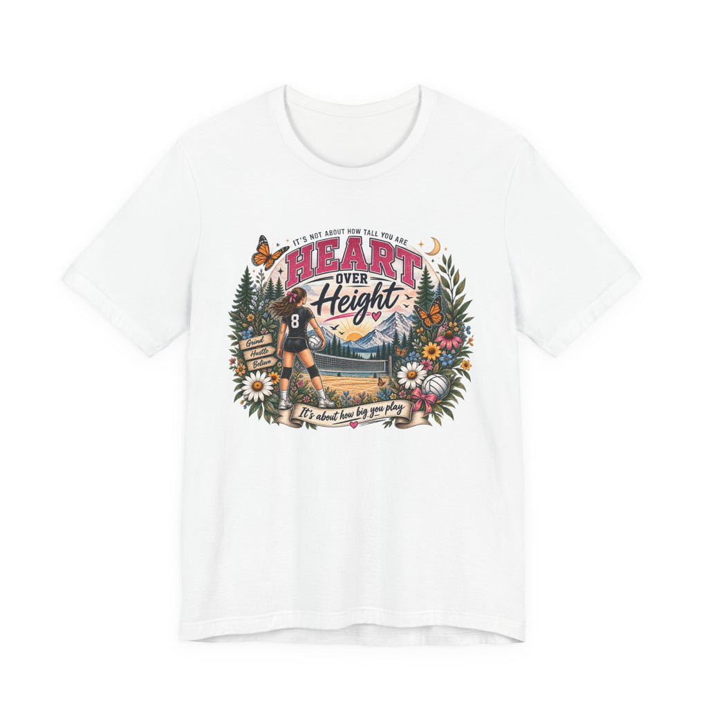 Heart Over Height Soccer T‑Shirt — Inspirational Women’s Soccer Tee