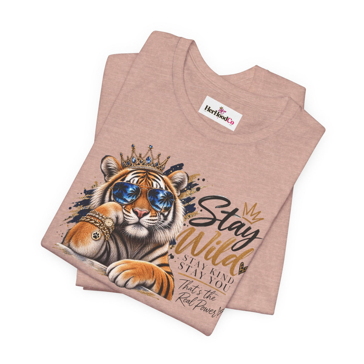 Tiger 'Stay Wild' Graphic Tee — Cute Crowned Tiger Illustration