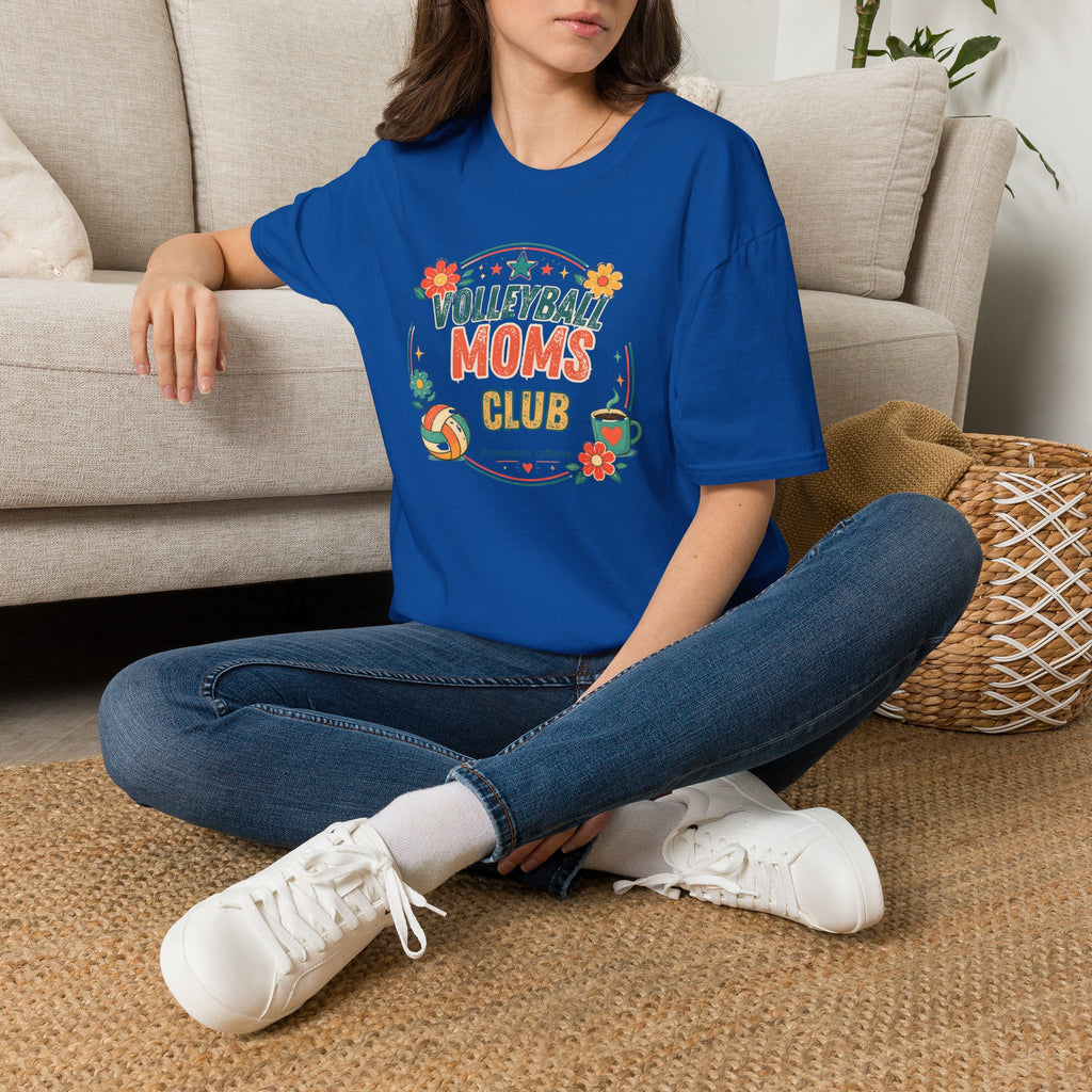 Volleyball Mom T-Shirt — Retro Sun & Net Graphic Tee