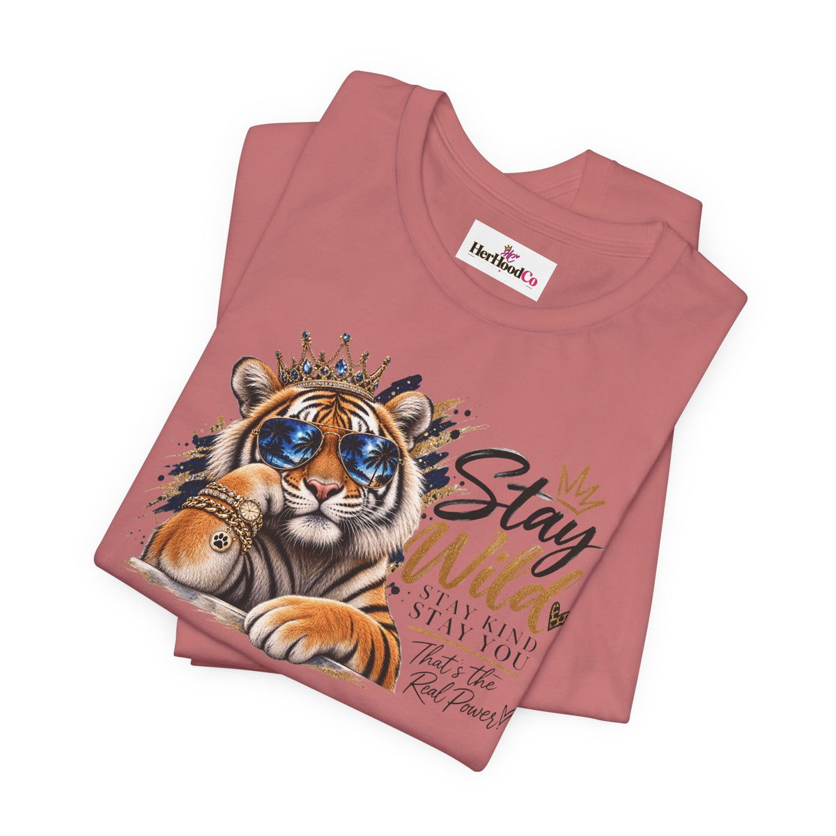 Tiger 'Stay Wild' Graphic Tee — Cute Crowned Tiger Illustration