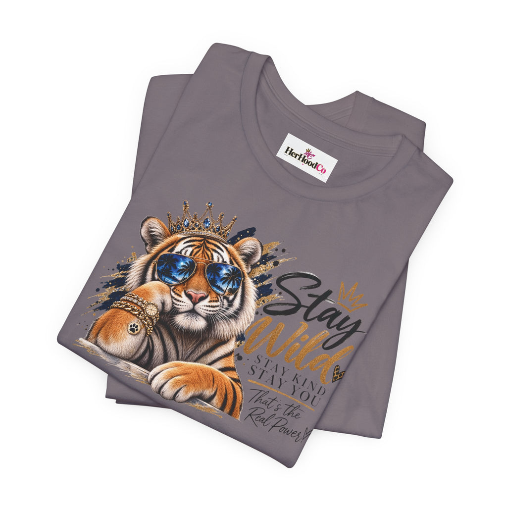 Tiger 'Stay Wild' Graphic Tee — Cute Crowned Tiger Illustration