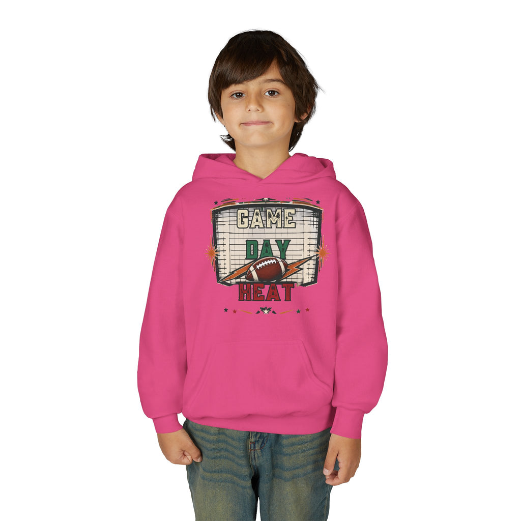 Youth Hoodie - "Game Day Heat" Football Personalized Back Name & Number