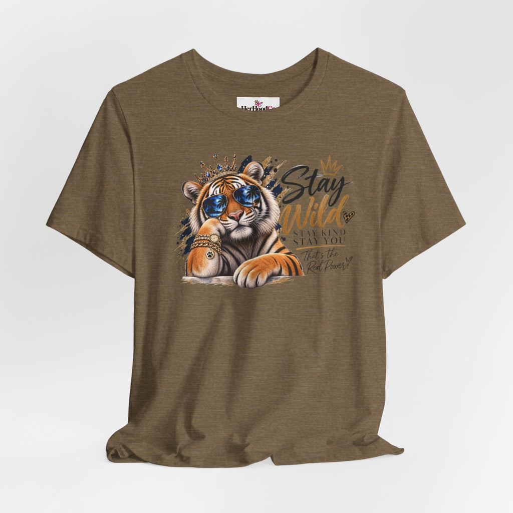 Tiger 'Stay Wild' Graphic Tee — Cute Crowned Tiger Illustration