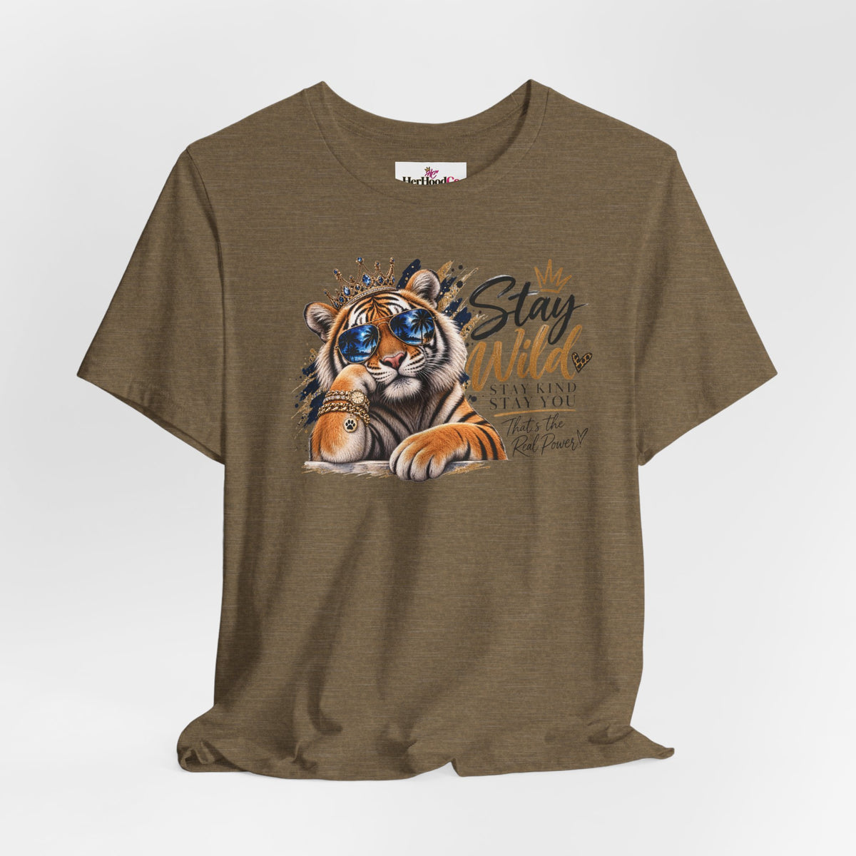 Tiger 'Stay Wild' Graphic Tee — Cute Crowned Tiger Illustration